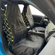 CSCOMFY Tactical Seat Covers for Cars Trucks SUV Van, Universal Canvas Multi-Pockets Organizers Rain Defender, Waterproof Seat Protectors Front Pair (Jet Black)