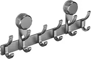 Movable Suction Cup Hooks, Wall Mount Coat Bath Towel Hanger Rail Bar Hooks Coat Rack Powerful Vacuum Suction Cup Kitchen, Bathroom Shower No-Drilling Black,1pack