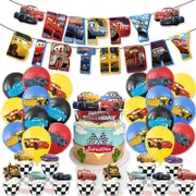 Cars Theme Birthday Party Decorating Set - Party Banner Laxtex Balloons Cake Cupcake Toppers