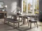 NEW Farmhouse Brown Wood Dining Room 6pcs Table Bench Chairs Set CBF - LOW STOCK