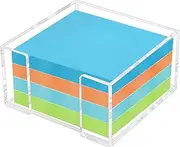 Acrylic Sticky Note Holder - 3 x 3 Inch Post It Note Holder, Crystal Clear Sticky Note Dispenser for Dorm Room Home and Office Acrylic Desk Organizer
