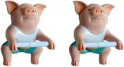 2PCS Pig Funny Toilet Paper Holder Toilet Organizer Wall Mounted Animal Figurine Toilet Tissue Holder Restroom Rack