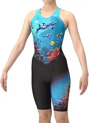 [arena] Women's Swimsuit, Fitness One-Piece Spats (Open Back, Half Legs, Perfect Pads)