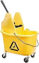 AmazonCommercial Mop Bucket and Down Press Wringer Combo, 33 liters, Yellow