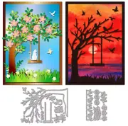 GLOBLELAND Tree Swing Cutting Dies for Card Making – Cat, Bird, Flower Die Cuts