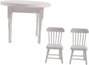 TOYANDONA 1 Set Dollhouse Dining Table Chairs for Dining Table Mini Table Chair Furniture Mini Dollhouse Dinning Table Mini Dinning Table Furniture Miniature Dinning Table Decor White Wood