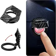 2PCS Car Push Start Protective Button Cover-Carbon Fiber Engine Push-to-Start Button Protective Key Accessories Compatible with Nissan Honda Dodge Subaru and Most Cars (Carbon Fiber)