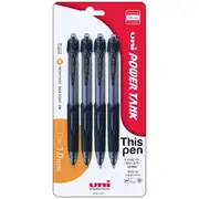 Uni PowerTank Retractable Ballpoint Pens Black 4 Pack