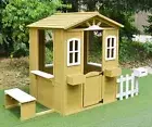 Teddy Wooden Cubby House with Picket Fence