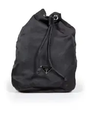 Black Tessuto Drawstring Pouch