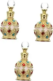 MERRYHAPY 3pcs 15ml Empty Perfume Bottle Vintage Glass Container Refillable for Travel Home Decor