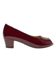 [Wide Steps] Hilary Heeled Shoes in Wine Patent