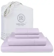 Threadmill 500 Thread Count Queen Size Damask Stripe, 4 Pc Luxury Cotton Bedding