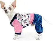 Huskimo Dog Pyjamas Triangle Pink 67cm – Soft Dog Pajamas for Winter, Cute Triangle Print, Press-Stud Closure, High Cut Belly, Machine Washable, 8 Size