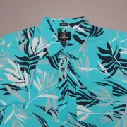 Volcom Bleeding Leaf Short Sleeve Button Up Shirt Electric Blue Men's Size L