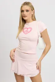 Pink Supersoft Skort Skirt High Rise Layered Lined - Size 16XL, Women's Skater Skirt