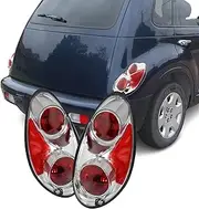 Torchbeam Tail Light Assembly Compatible with PT Cruiser 2001-2005 Chrome Housing Clear Lens, Tail Lights Brake Lamps for Driver and Passenger Side