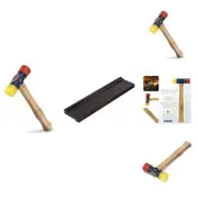 Hickory Handle Rubber Mallet with Soft/Hard Tips & Universal Tapping Block Set