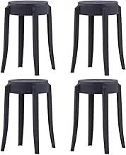 Stackable Stools 4 pcs Black Plastic Bar Chair