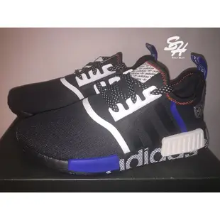 ADIDAS NMD R1 黑藍 滿版 LOGO FV5215