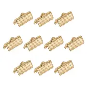 100Pcs Ribbon Crimp Clamp Ends 13mm Cord End Clasp for DIY Craft Light Golden