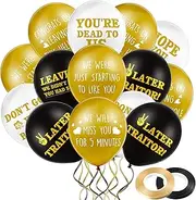 45 Pieces 12 Inch Coworker Going Away We Will Miss You Farewell Balloon funny goodbye party later traitor deco Office Balloons Retirement Latex Balloon with 2 Ribbon Colleague (Black, Gold, White)