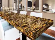 Rectangle Tiger Eye Stone Dining Table, Modern Arts Console Bar Desk Hallway Dec