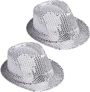 [CORHAD] 2 Pcs Has Felt Hats for Women Girls Clothes Shiny Tuxedo Hat Stove Hat Costumes for Girls Costume Hat for Adults Jazz Hat Sequins Dress up Hats Fedora Clothing Child
