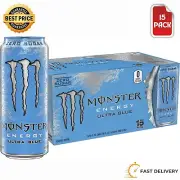 Monster Ultra Blue Raspberry Energy Drink, Zero Sugar, 16 Fl Oz (15 Pack)