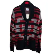 Lucky Brand NWT Legacy Shawl Collar Wool Blend Button Down Aztec Design Grandpa