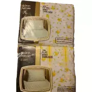 New JC Penney Vintage 70's 80's Twin Sheets Yellow Floral Flat & Fitted Percale