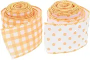 Cabilock 2pcs Yellow Webbing Ribbon Wreath Graduation Season Bow Bouquet Accessories Wedding Decorations Wedding Invitation Accessories Door Decorations Bow Tie Polyester