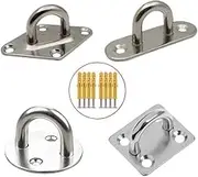Eye Plate Rectangular U-Type Screw,304 Stainless Steel Square Pad Eye Plate Eye Hook with Round Ring Boat Hardware(M8)(M6-SS316)