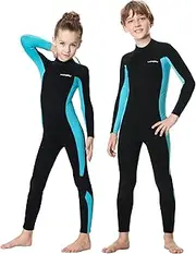Lansru 3 mm Children's Wetsuit, for 6-15 Years Boys and Girls, CR Neoprene, UV Protection, Back Zip Closure for Swimming Lessons, Ideal Thermal Swimsuits in Cold Water
