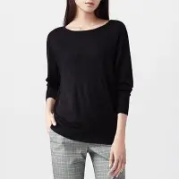 在飛比找Yahoo!奇摩拍賣優惠-【LATIV】美麗諾羊毛混紡寬版針織衫(黑色)~XL
