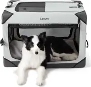 Lesure Collapsible Dog Crate - Portable Travel Kennel, Large Dog, 4-Door, mesh