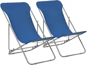 VRAXO Folding Beach Chairs 2 pcs Steel and Oxford Fabric Blue -7.4KG,44358