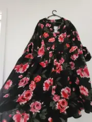 Autograph Plus Size 26 Black Red Floral Shirt Top Tops Blouse New