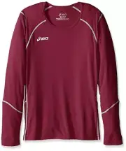 ASICS Unisex-Child Jr. Volleycross Quick-Dry Long Sl Top, Cardinal/Steel Grey LG