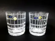 NEW BOHEMIA SET OF 2 CLEAR CRYSTAL STRIPES WHISKEY,SCOTCH GLASS 10 OZ CZECH