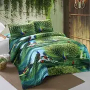 3D Green Peacock NAO6739 Bed Pillowcases Quilt Duvet Cover Set Queen King Fay