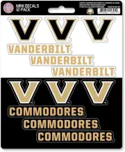 Vanderbilt University Commodores 12-Piece Mini Decal Sticker Set, 5x6 Inch...