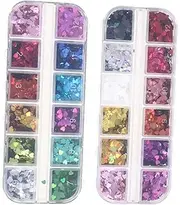 Baluue 2 Boxes Heart Nail Sequins Shiny Glitter Nail Art Paillette for DIY Manicure Easy to Apply for Natural Craft Projects Makeup