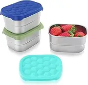 Tanjiae Stainless Steel Snack Containers for Kids | Leak Proof 304 Stainless Steel Food Containers with Silicone Lids - Perfect Small Metal Lunch Box Containers for Toddlers (8oz, Set of 3)