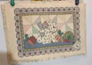 Vintage Easter Bunny Placemats Cottage Core Set/6 Country Sentiments Woven NWT