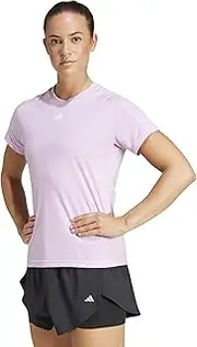 [adidas] NEN26 Women's Short Sleeve T-Shirt Aero Lady Train Essentials Minimalist Logo Crew Neck Short Sleeve T Shirt Bliss Rack/White (JC9530) J/XL, Bliss Lilac/White (JC9530), 2L