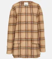 [Isabel Marant] Isabel Marant Checked wool blend coat AU 14 brown