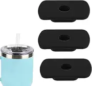3pcs Straw Lid Attachment, Diameter 0.5in Rubber Straw Lid Attachment for Yeti Tumbler Straw Cover Accessories Tumber Magslider/Stronghold Lid Compatible with Yeti Suitable for 20/30oz (Black)