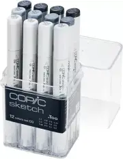 Copic Markers 12 Piece Sketch Set, Cool Gray