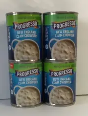 4 CANS Progresso Reduced Sodium New England Clam Chowder 19 Oz FREE SHIPPING!